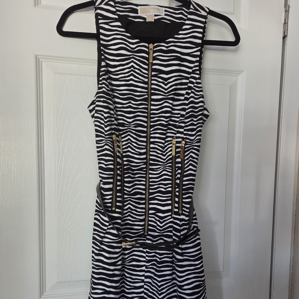 Michael Kors Black and White Zebra Print Dress